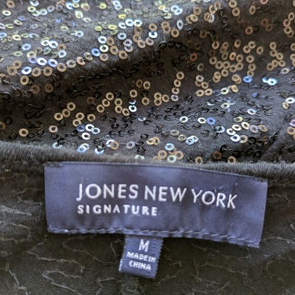 Jones New York Black Sequin open Cardigan Evening Jacket Size M - Picture 6 of 7